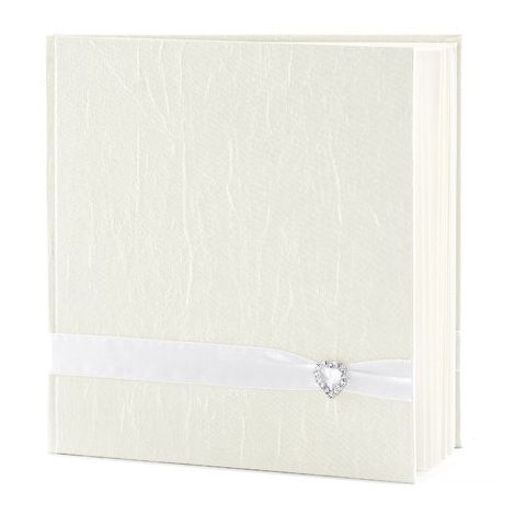 Księga Gości PartyDeco 20.5x20.5cm/22 Kremowa/Serca srebrne